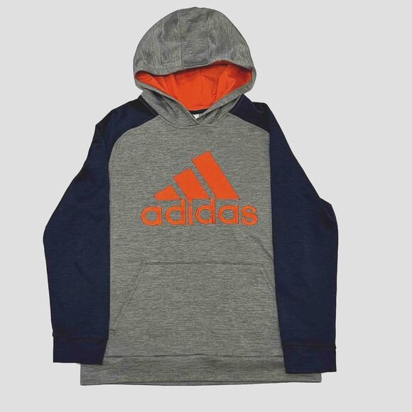 Boys Adidas Hoodie Gray Orange Blue Sweatshirt Youth XL 18/20 XLarge - Picture 1 of 6